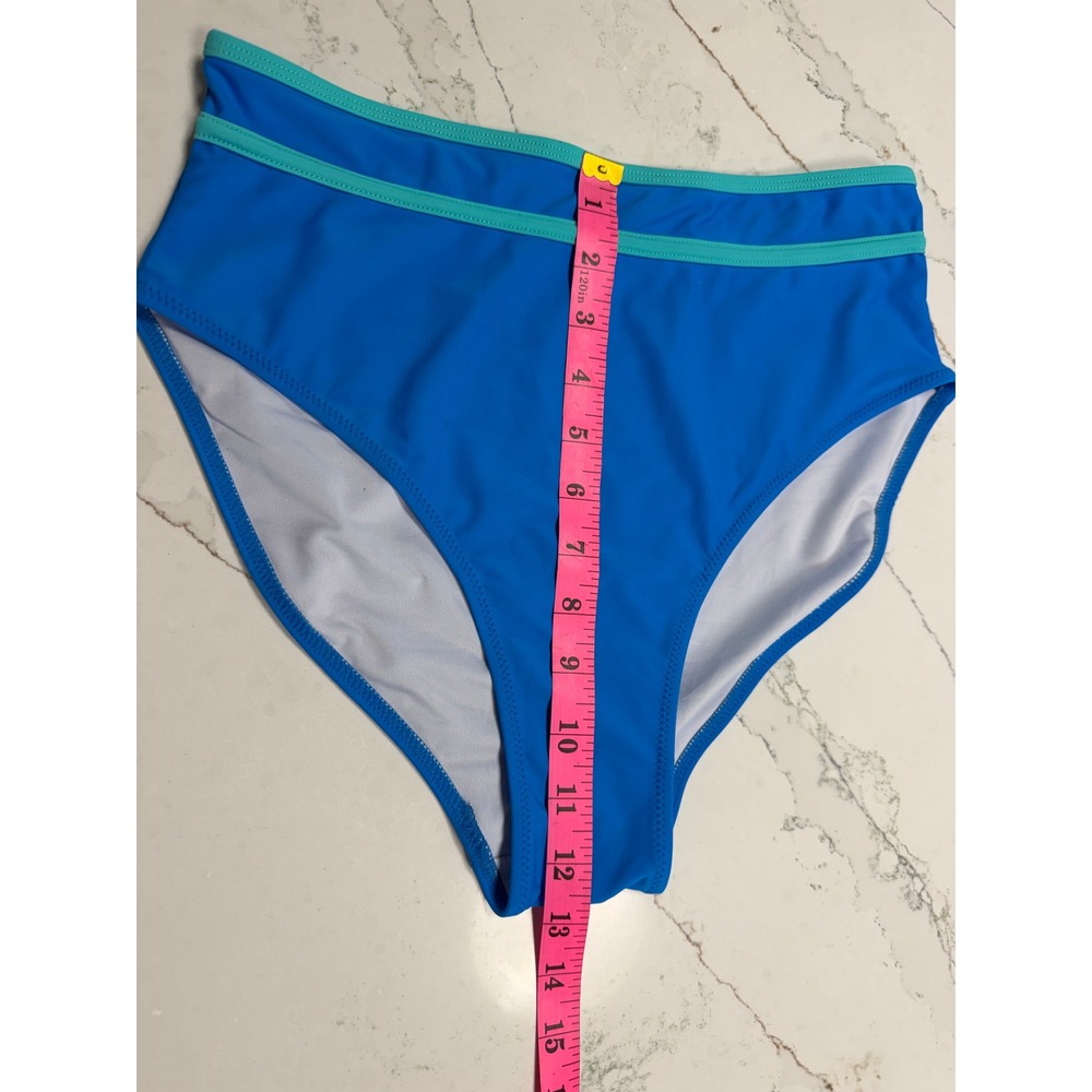 BMJL Women Blue Teal Colorblock High Waisted Bikini Set Sporty Two Piece NWT - Picture 5 of 10